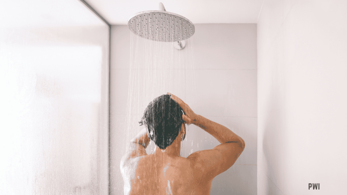 man taking a shower