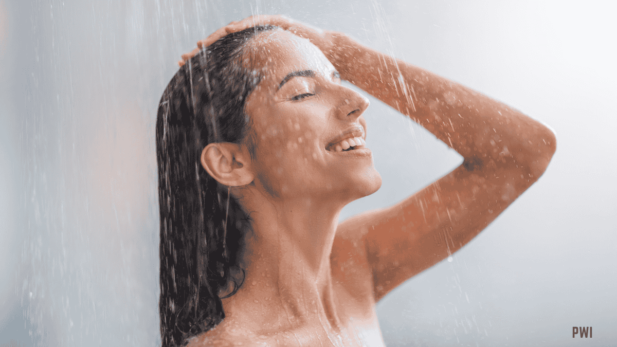 woman taking a shower